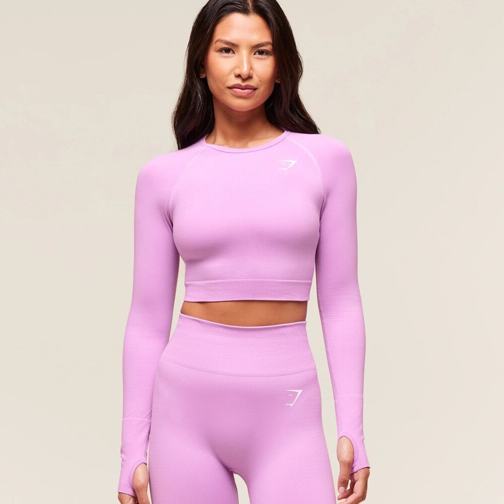 GymShark Vital Crop Top Sour Pink/Marl Size Small